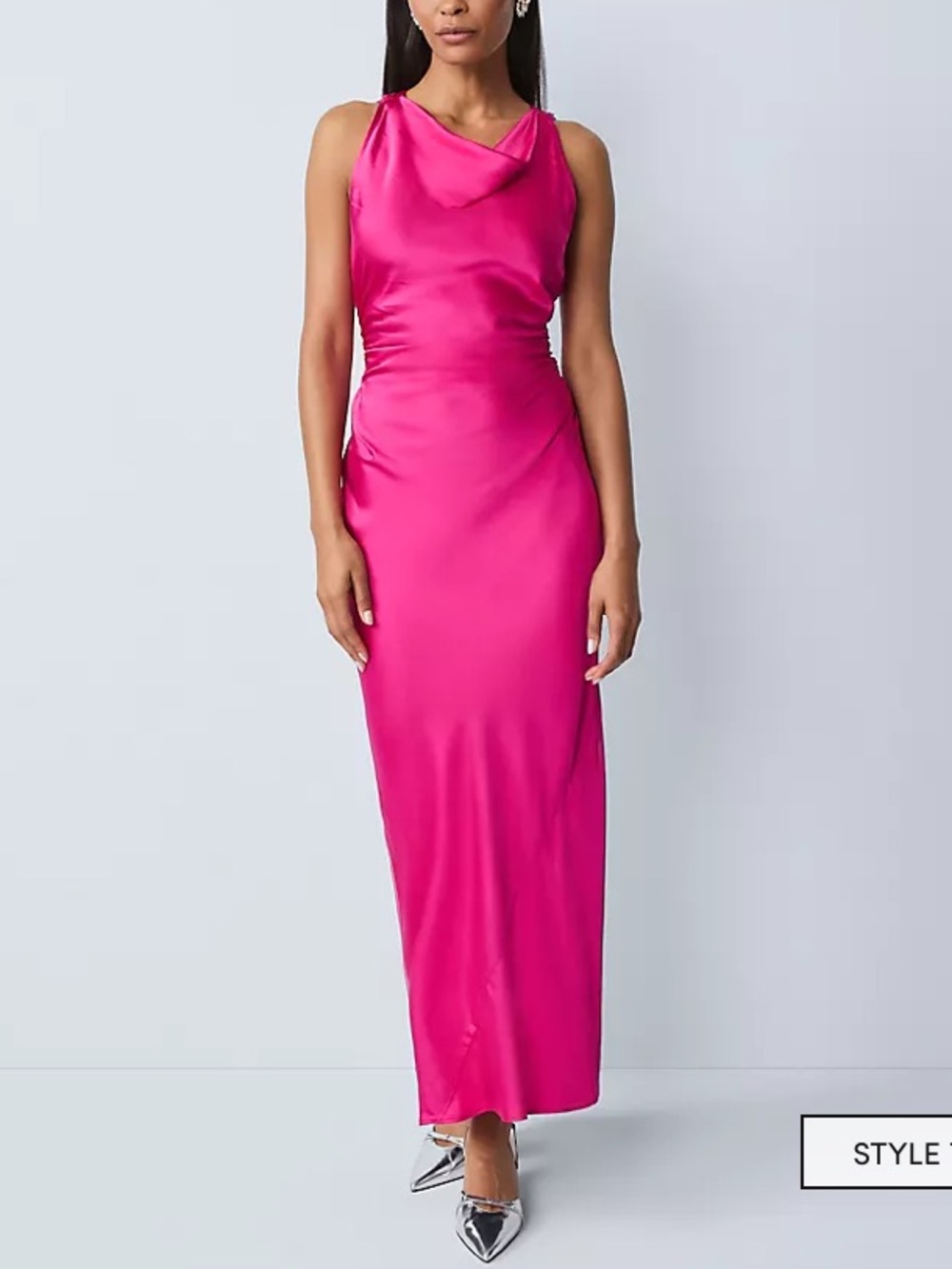 Ann Taylor Satin Cowl Neck Maxi Dress - Fuchsia